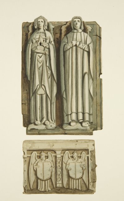 Billedbilder på graven til Thomas Rowley og hans kone i krypten til St John