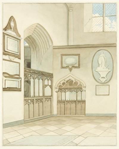 Slutten av sørlig tverrarm av Bristol Cathedral (akvarell på papir) av Joseph Manning