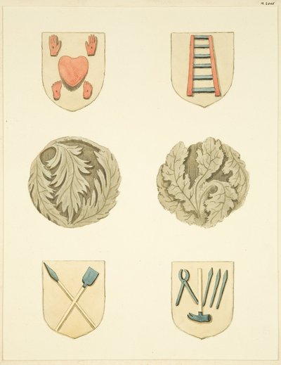 Lyskesteiner (sjefer) i taket til Redcliffe Church (akvarell på papir) av Joseph Manning