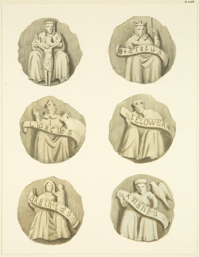 Lyskesteiner (sjefer) i taket til Redcliffe Church (akvarell på papir) av Joseph Manning