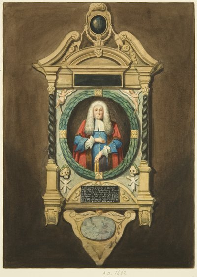 Monument til Henry Merrett i St Philip's (akvarell på papir) av Joseph Manning