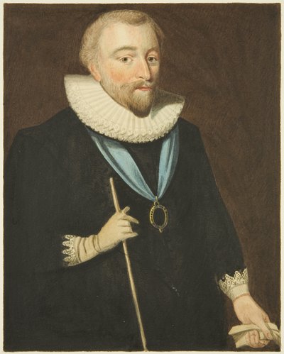 Portrett i Council House of Richard Weston, Earl of Portland (blyant og akvarell på papir) av Joseph Manning