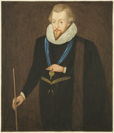 Portrett i Council House of Robert Cecil, Earl of Salisbury (akvarell på papir) av Joseph Manning