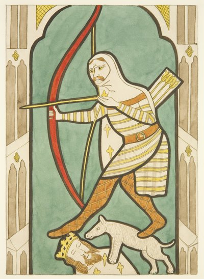 Glassmaleri i nord- og sørvinduer i koret til Bristol Cathedral (akvarell på papir) av Joseph Manning