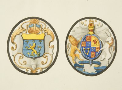 Glassmaleri i et av nordvinduene til Johanneskirken (akvarell på papir) av Joseph Manning