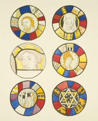 Glassmaleri i vestvindu, nordre transept av St Mary Redcliffe (akvarell på papir) av Joseph Manning