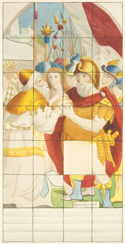 Glassmaleri i østenden av sørgangen til Bristol Cathedral (akvarell på papir) av Joseph Manning