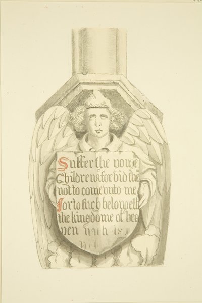Fagverk mot søyle i sørvestlig vinkel, nær orgelet til St Mary Redcliffe (akvarell på papir) av Joseph Manning