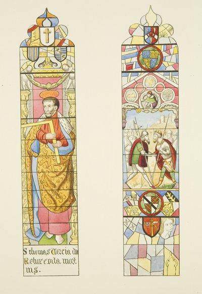 To glassmalerier som danner altervinduet til St. Mark