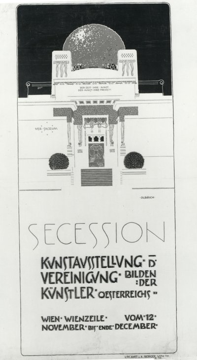 Plakatreklame Sesession-utstilling for østerrikske kunstnere, 1898 (farget lito) av Joseph Maria Olbrich
