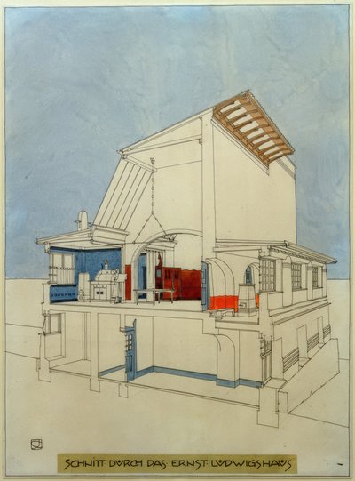 Snitt gjennom Ernst-Ludwigs-Haus av Joseph Maria Olbrich