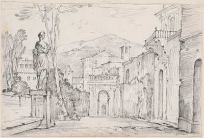 En romersk gate med Monte Cavo i det fjerne av Joseph Marie Vien