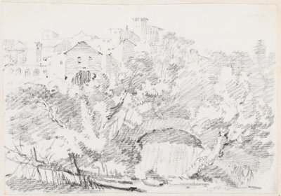 En foss nær en Hilltown i Italia av Joseph Marie Vien