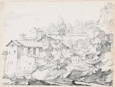 Italienske bygninger på en åsside av Joseph Marie Vien