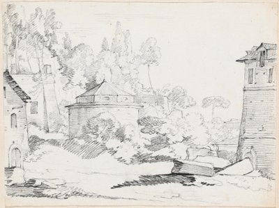 Landskap med kirken San Teodoro av Joseph Marie Vien