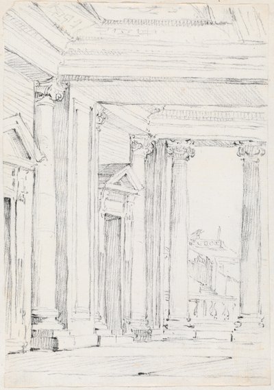 Portiko av Palazzo Nuovo, på Campidoglio av Joseph Marie Vien