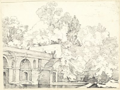 Fiskedammen og Villa Madama av Joseph Marie Vien
