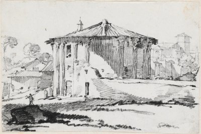 Det runde tempelet på Piazza Bocca della Verità, Roma av Joseph Marie Vien