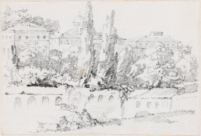 Romas vegger med Santa Maria del Popolo i det fjerne av Joseph Marie Vien