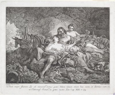 Lot og hans døtre av Joseph Marie Vien after Jean François de Troy