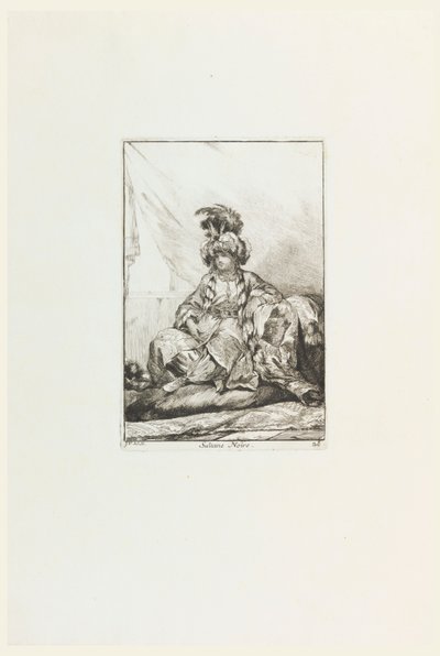 Sultane Noire (The Black Sultana), plate 28 fra serien Caravanne du Sultan à la Mecque (Sultanens karavane til Mekka) av Joseph Marie Vien the Elder