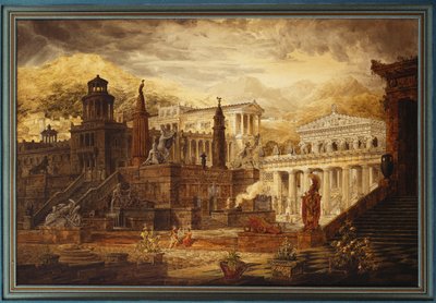 En rekonstruksjon av Sparta: den persiske verandaen og konsultasjonsstedet for lacedemonierne av Joseph Michael Gandy