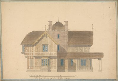 The Miller's Cottage at Chatsworth: South Front Elevation av Joseph Michael Gandy