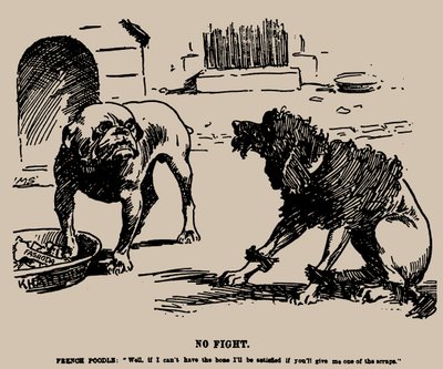 Ingen kamp. Tegneserie om Fashoda-hendelsen, 1898. av Joseph Morewood Staniforth