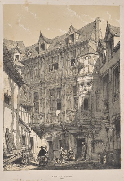 Middelalderens arkitektur: Abbaye St. Amand, Rouen av Joseph Nash