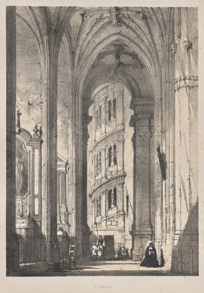 Middelalderens arkitektur: St. Gisors kirke, interiør av Joseph Nash