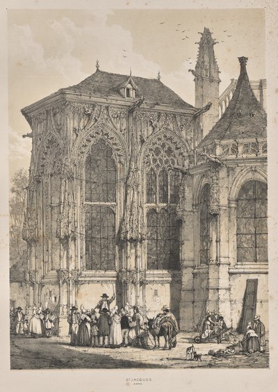 Middelalderens arkitektur: St. Jacques, Dieppe, East End, Eksteriør av Joseph Nash