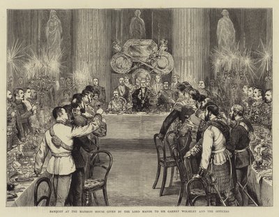 Bankett i Mansion House gitt av Lord Mayor til Sir Garnet Wolseley og offiserene av Joseph Nash