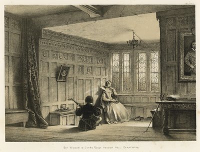 Karnappvindu i spisesalen, Haddon Hall, Derbyshire av Joseph Nash