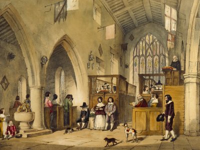 Kapell i Haddon Hall, Derbyshire, 1600, illustrasjon fra 'Architecture of the Middle Ages', 1838 av Joseph Nash