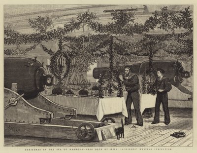 Jul i Marmorahavet, rotdekk til HMS Achilles venter på inspeksjon av Joseph Nash