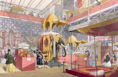 Crystal Palace, Indian Court, pub. av Dickinson Bros. (farget litho) av Joseph Nash