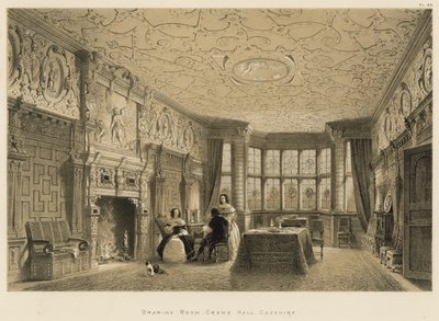 Salong, Crewe Hall, Cheshire av Joseph Nash