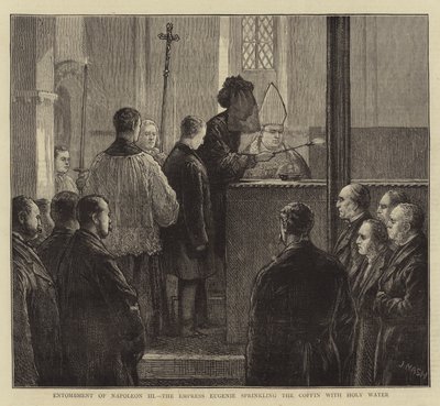 Begravelse av Napoleon III, keiserinne Eugenie sprinklet kisten med hellig vann av Joseph Nash