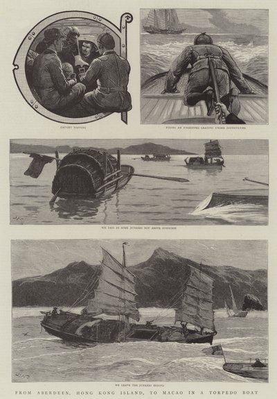 Fra Aberdeen, Hong Kong Island, til Macao i en torpedobåt av Joseph Nash
