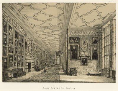 Gallery, Hardwicke Hall, Derbyshire av Joseph Nash