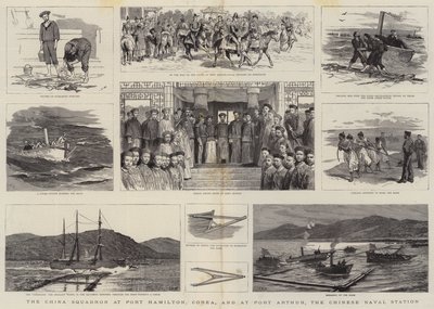 China Squadron i Port Hamilton, Corea, og ved Port Arthur, den kinesiske marinestasjonen av Joseph Nash