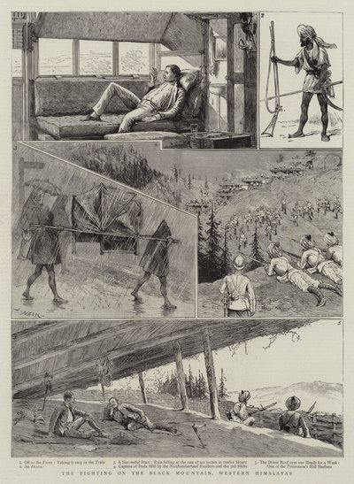 Kampene på det svarte fjellet, vestlige Himalaya av Joseph Nash