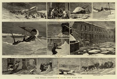 Den store snøstormen, kuling og høyvann av Joseph Nash