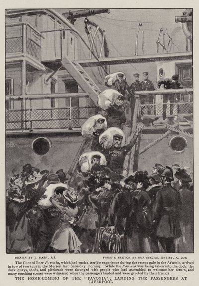 The Home-Coming of the Pavonia, lander passasjerene i Liverpool av Joseph Nash