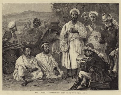 Looshai-ekspedisjonen, skisserer aboriginerne av Joseph Nash