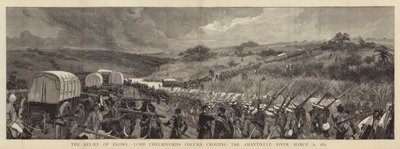 Relieffet til Ekowe, Lord Chelmsfords søyle som krysser Amantikulu-elven, 31. mars 1879 av Joseph Nash