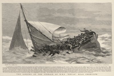 The Senking of the Pinnace of H M S Edgar nær Chemulpo av Joseph Nash
