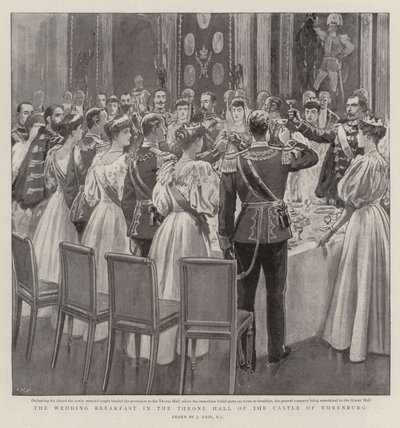 Bryllupsfrokosten i tronsalen til slottet Ehrenburg av Joseph Nash