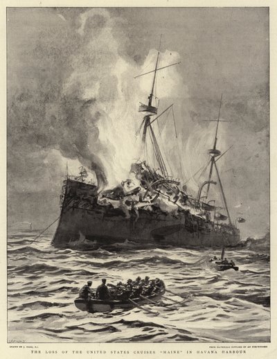 Tapet av United States Cruiser Maine i Havana havn av Joseph Nash
