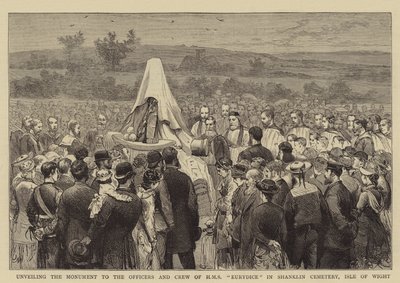 Avduking av monumentet til offiserene og mannskapet på HMS Eurydice på Shanklin Cemetery, Isle of Wight av Joseph Nash